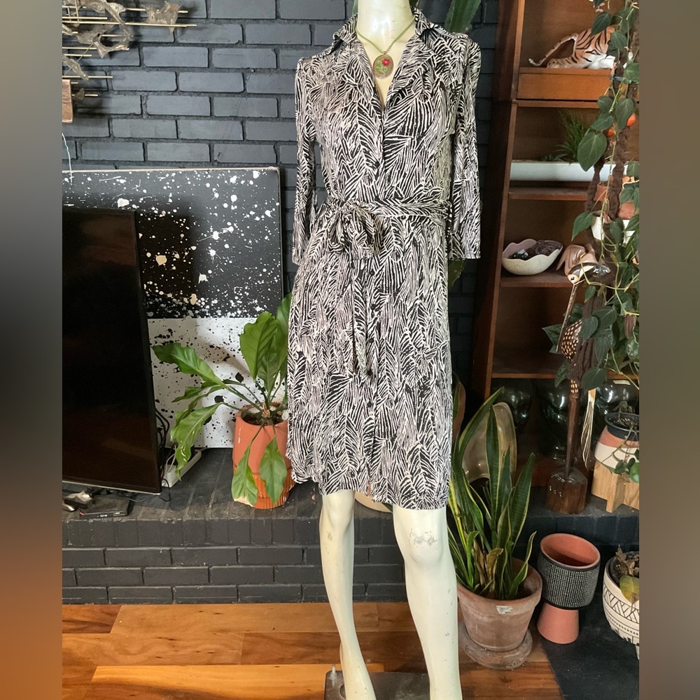 Lapis Slinky Button Down Belted Dress